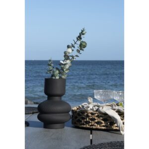 Tala Vase Schwarz aus Glas mit gerippten Details