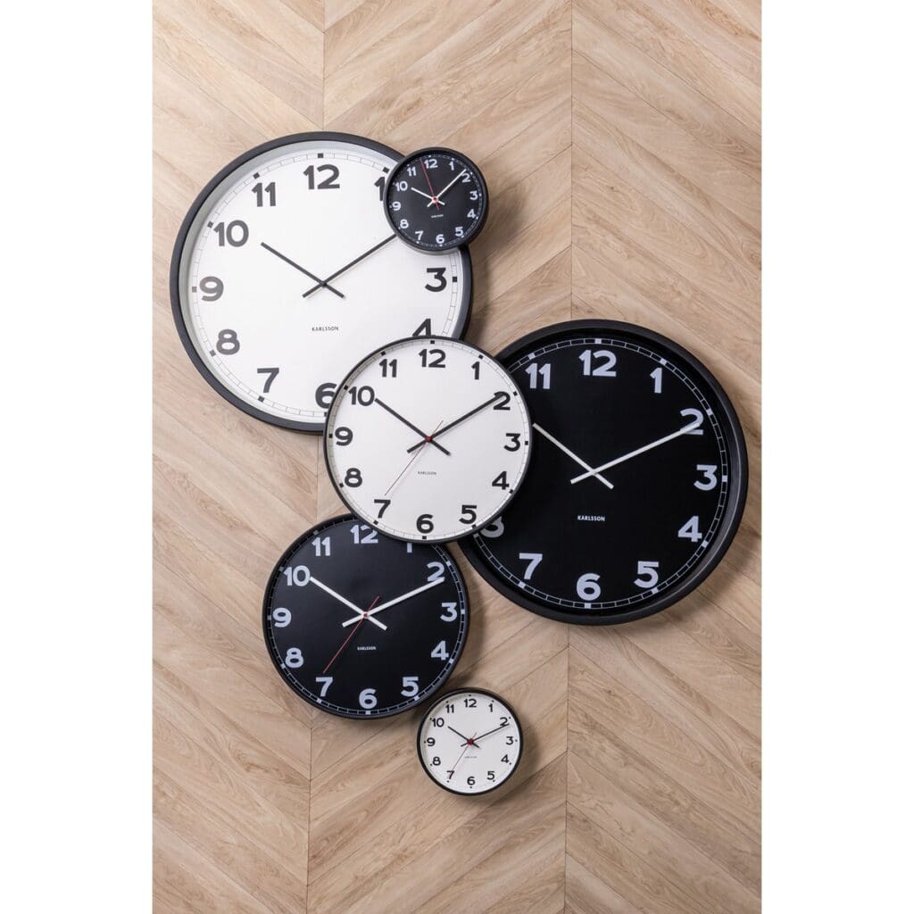 Aurum Wanduhr Schwarz/Weiß - elegante Wanduhr aus Eisen