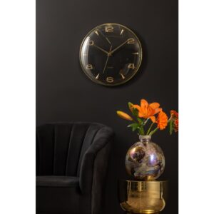 Mono Wanduhr Schwarz von Karlsson – elegante Wanduhr mit goldenen Index
