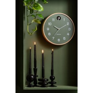 Kukko Wanduhr Kuckuck Dunkelgrün - Holzdesign, 32 cm