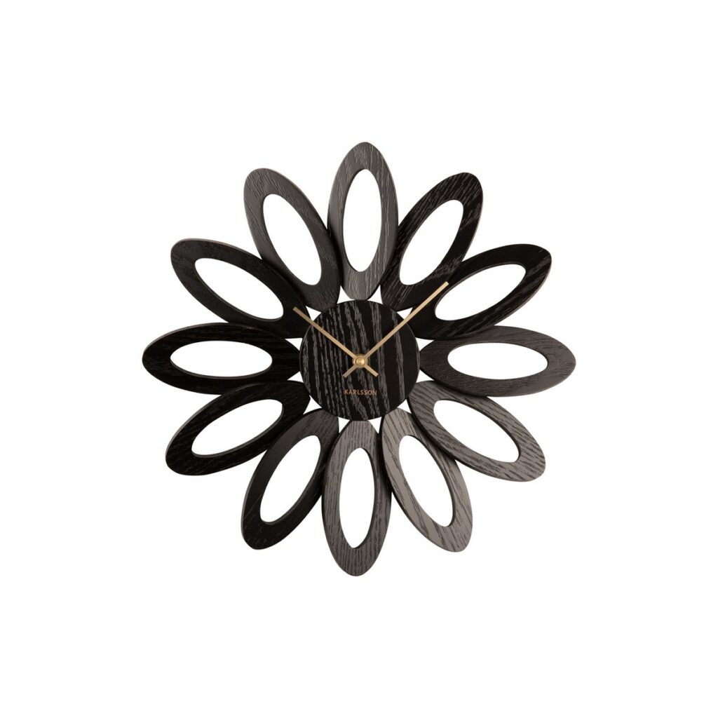 Flora Wanduhr Schwarz von Karlsson - elegantes Design aus Holz