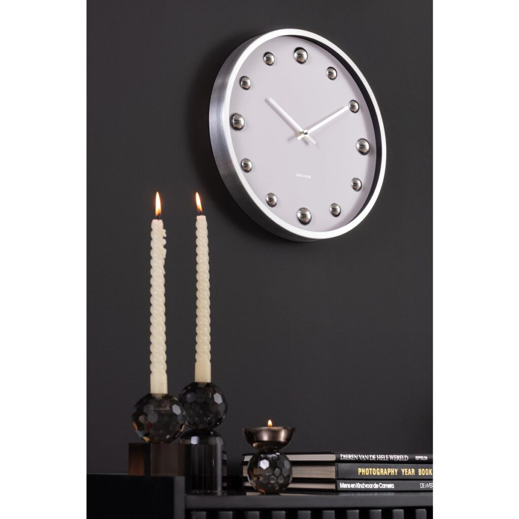 Perl Wanduhr Weiß von Karlsson – modernes Design mit Hochglanzrahmen
