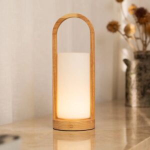 Evie Tischlampe Hellbraun - kabellos und dimmbar