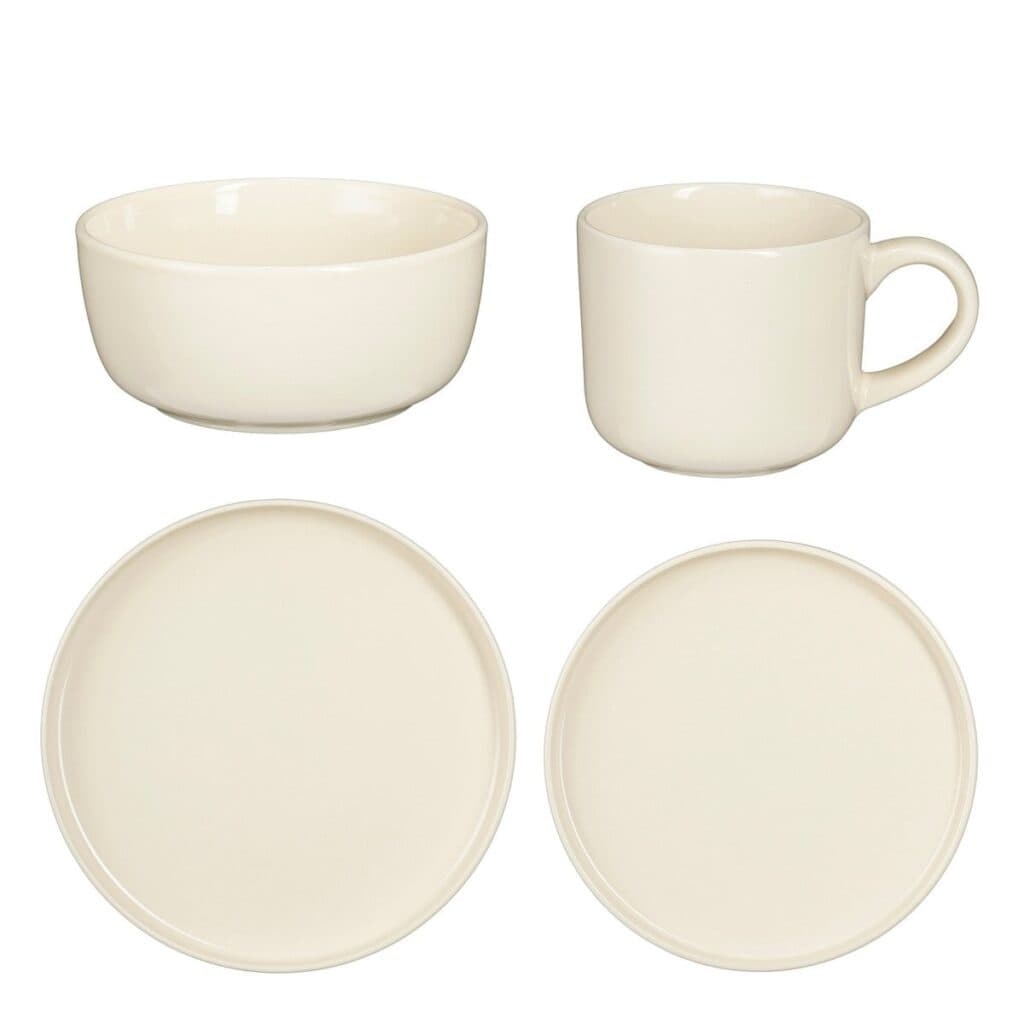 Mina Geschirrset Cremeweiß - elegantes 16-teiliges Set aus Steinzeug