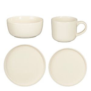 Mina Geschirrset Cremeweiß - elegantes 16-teiliges Set aus Steinzeug
