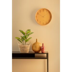 Juno Wanduhr Gelb - stilvolles Design mit Holzgehäuse