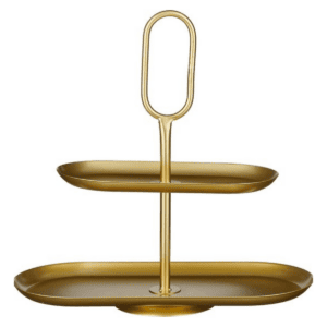 Amara Etagere Gold von Mica Decorations – 2-stöckiger Servierturm aus Metall