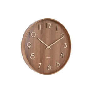 Woodra Wanduhr Dunkelbraun aus Walnussholz im Mid-Century-Look