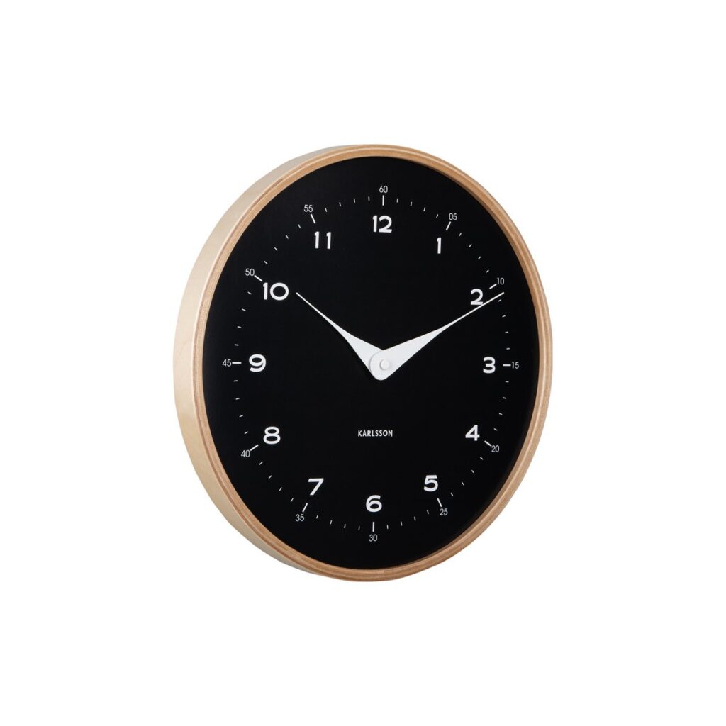 Velora Wanduhr Schwarz - elegantes Design mit gewölbter Glasplatte