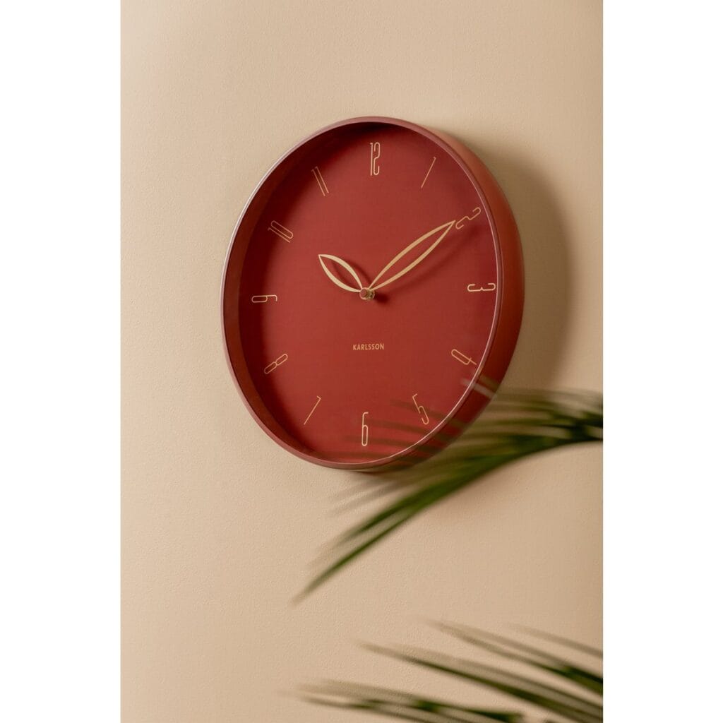 Blumm Wanduhr Dunkelrot - elegantes Design mit blütenblattähnlichen Zeigern