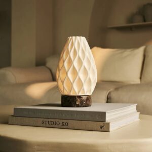 Vela Tischlampe Dunkelbraun von Rijks Collection – elegantes Design aus Porzellan
