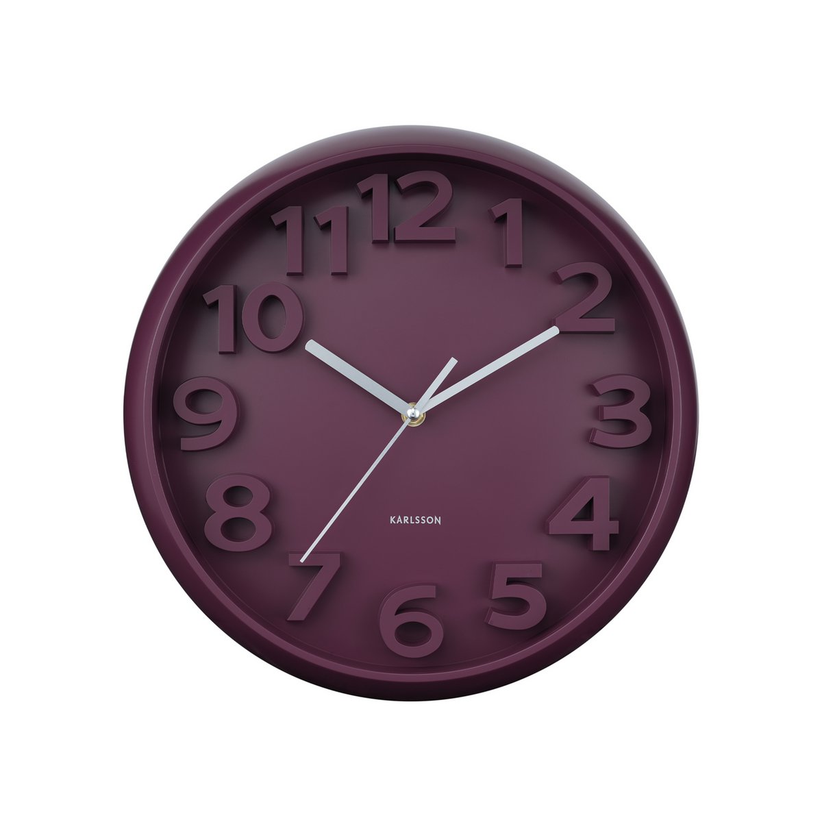 ed68c2e7-d372-4803-9a4b-80dbd5889f98_1200x1200_fill.jpg Berry Wanduhr Dunkelviolett von Karlsson mit erhöhten klassischen Zahlen