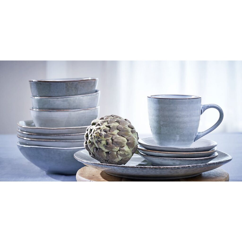 Marie Geschirrset Grau von Mica Decorations – 16-teiliges Keramikset
